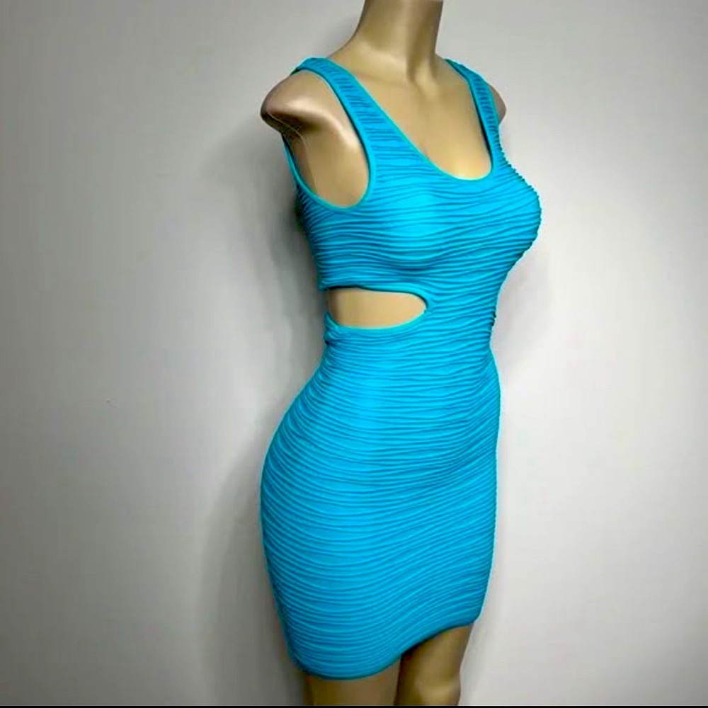 👗 Bebe Side Cutout Peacock Blue Bodycon dress - M/L 👗